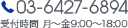 受付時間 月〜金9:00〜18:00　03-64276894